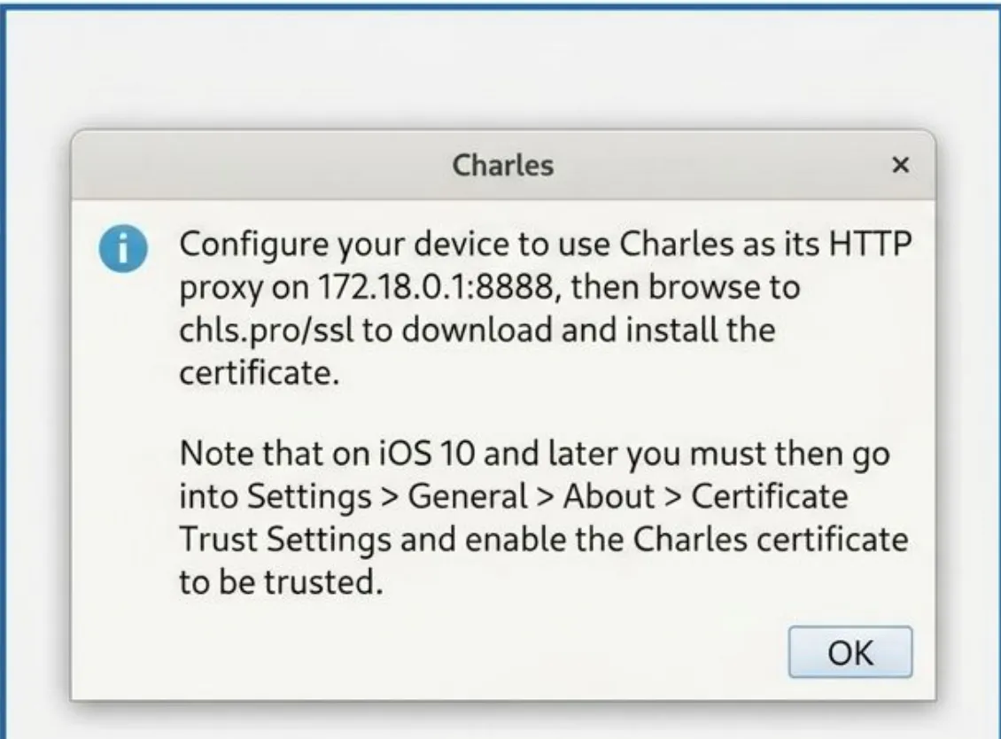 Charles proxy dialog