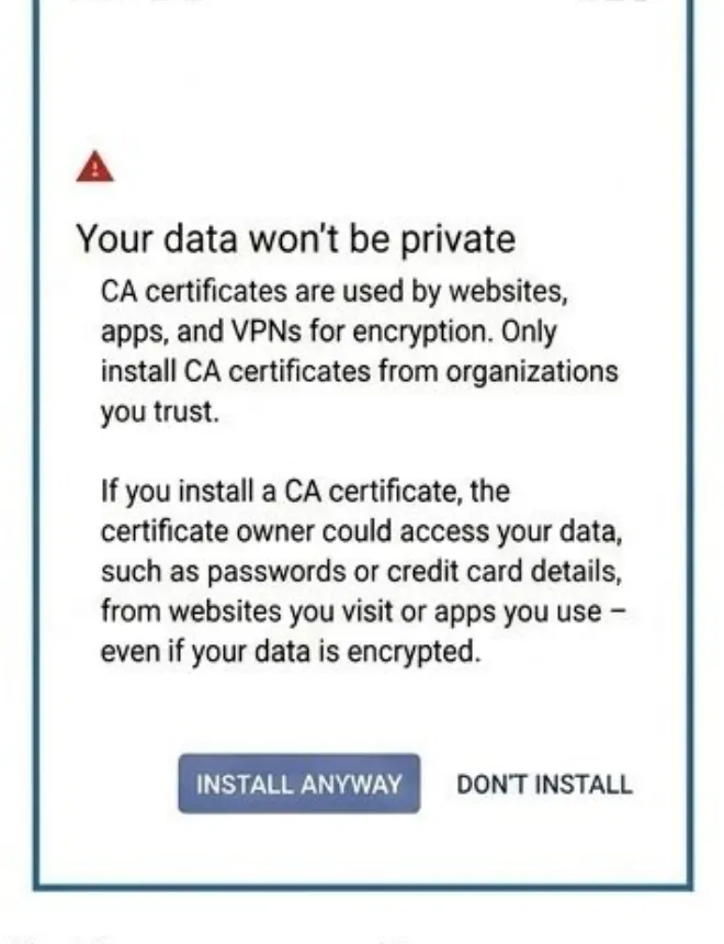 Android CA warning