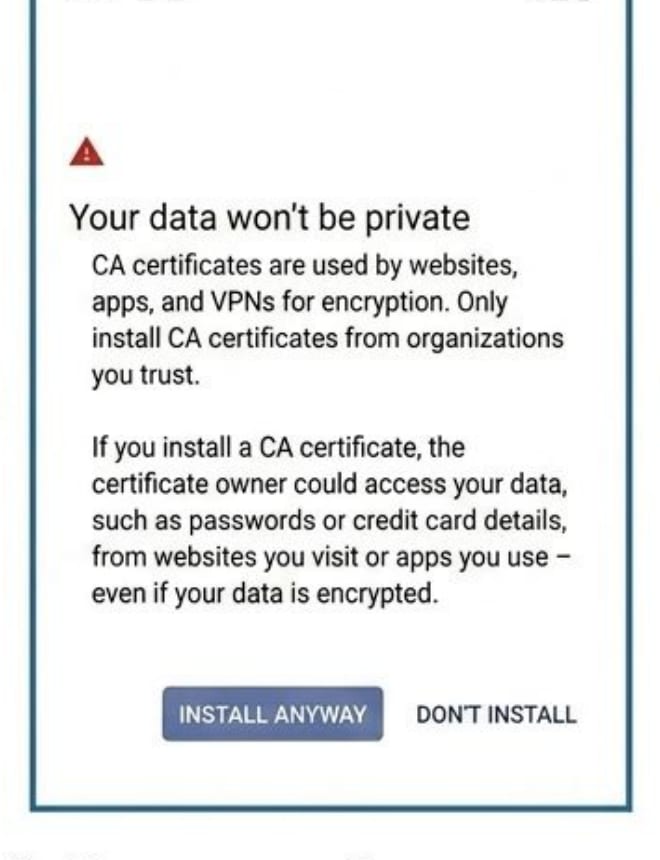 Android CA warning