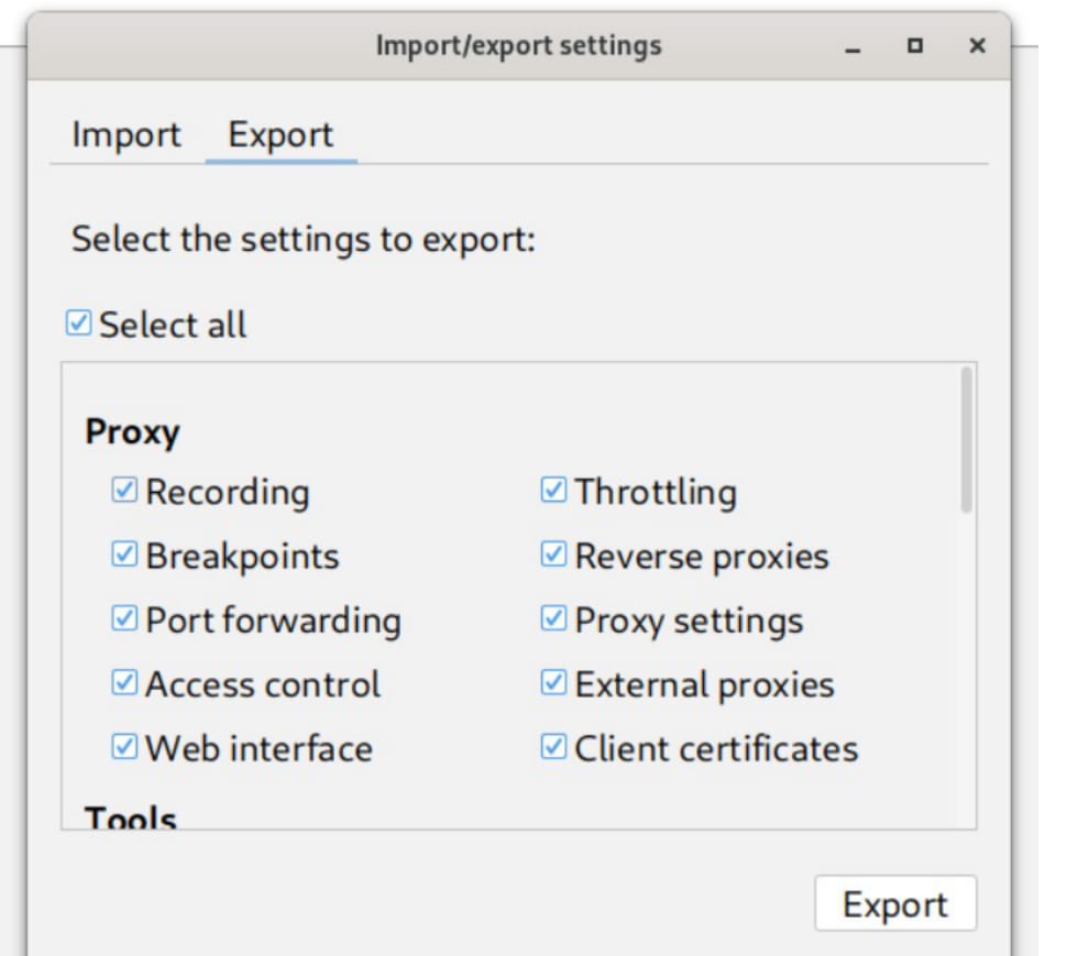 Exporting Charles Settings